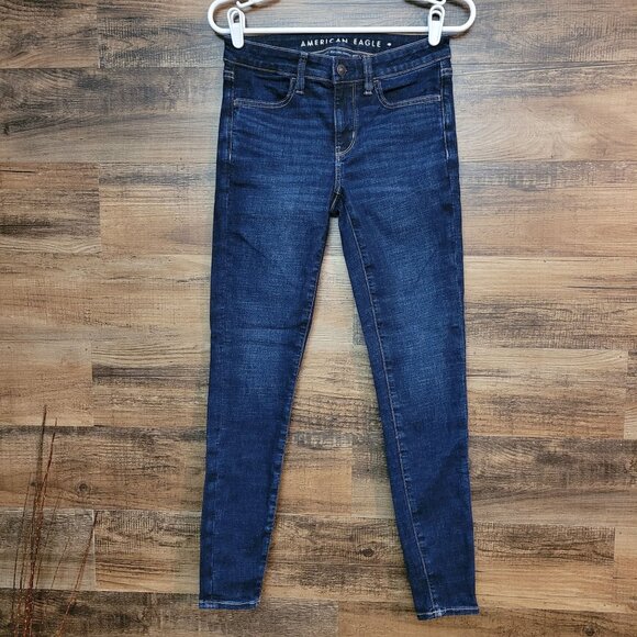 American Eagle Jeans 2 R Jegging Low Rise Next Level Stretch Dark Wash - Picture 1 of 11